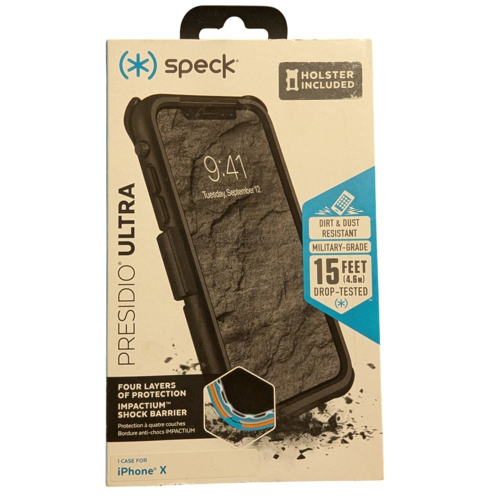 i5. Speck Presidio ULTRA Case For iPhone X /‎ XS -Black W/Holster New